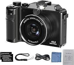 4K Digital Camera, 48MP Autofocus Cameras for Photography Vlogging Camera Dual Camera 18X Digital Zoom Anti-Shake Camera WiFi for YouTube Video Compact Camera, Point and Shoot Digital Cameras