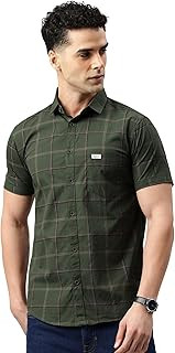 Majestic Man Comfort Slim Fit Checked Pure Cotton Half Sleeve Casual Shirt